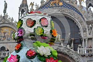 A grotesque costume in Piazza San Marco in Venice