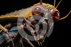 Grotesque creature on black background