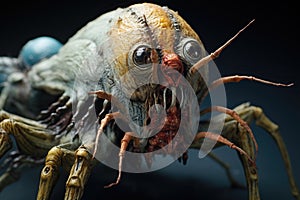 Grotesque creature on black background