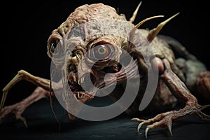 Grotesque creature on black background