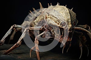 Grotesque creature on black background