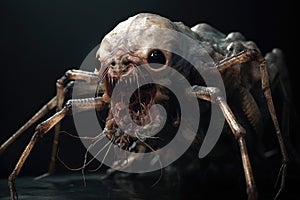 Grotesque creature on black background