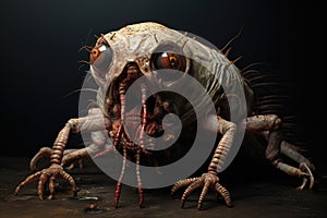 Grotesque creature on black background