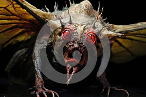 Grotesque creature on black background