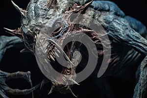 Grotesque creature on black background