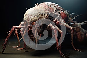 Grotesque creature on black background