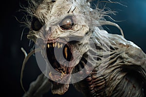 Grotesque creature on black background