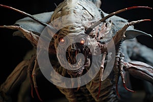 Grotesque creature on black background