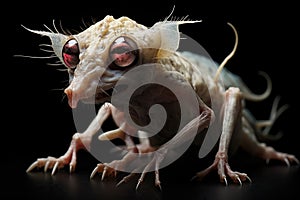 Grotesque creature on black background