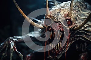 Grotesque creature on black background