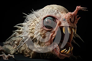 Grotesque creature on black background