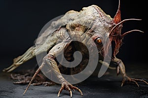 Grotesque creature on black background