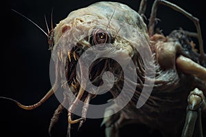 Grotesque creature on black background