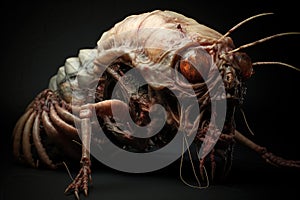 Grotesque creature on black background