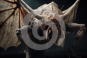 Grotesque creature on black background