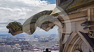 Grotesque gargoyle in gothic minster