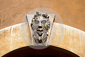 Grotesque Mask on an Old Arch Keystone - Verona Italy