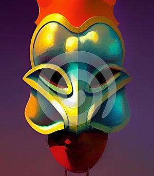 Grotesque metal mask - digital art