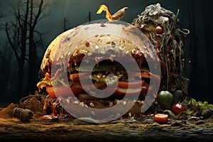 Grotesque Rotten food digitalart. Generate Ai