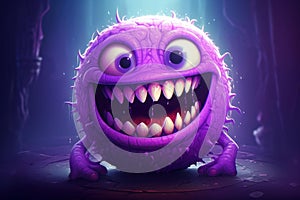 Grotesque Scary evil face grimace with fear teeth. Generate Ai