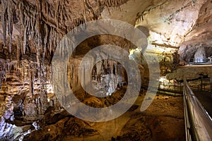 The Grotta del Fico are coastal caves located in the territory of the Sardinia, Italy. Stalactites and stalagmites photo
