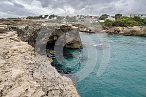 Grotta della Poesia coast cliff, Salento, Apulia, Italy