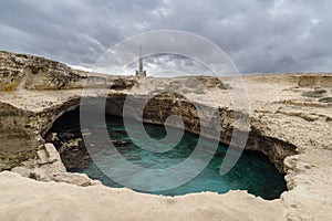 Grotta della Poesia coast cliff, Salento, Apulia, Italy