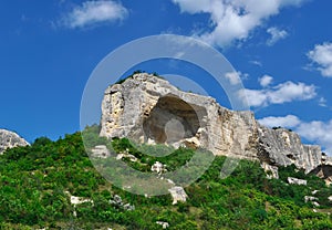 Grotto in the rock Kachi Kalyone Crimea, Ukraine