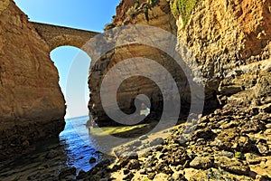 Grottos and bridge in Lagos, south of Portugal.