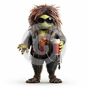 Grouchy Character With Glasses And Beer: A Junglepunk Neo-pop Frogcore