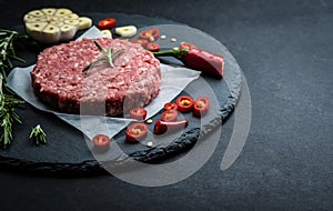 Ground beef meat steak for burger photo