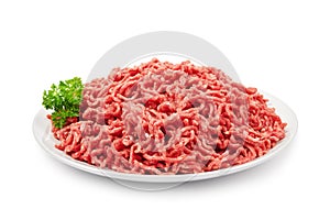 Ground beef on white