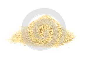 Ground Blanched Almond Flour on a White Background photo