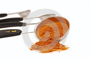 Ground cinnamon in a measuring spoon