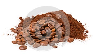 Ground coffee and grain