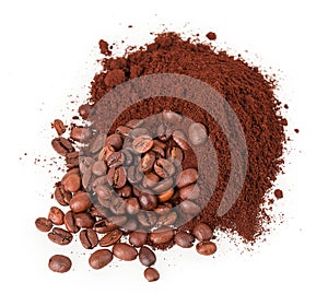 Ground coffee and grain