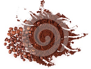 Ground coffee and grain