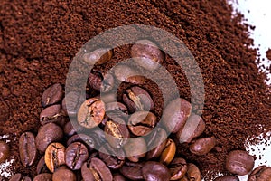 Ground coffee and grain