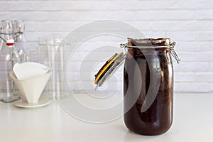 ground coffee soaked in cold water unplugged home brew coffee /how to make cold brew coffee