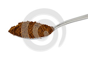 Ground coffee in a spoon