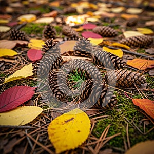 The ground is covered with pine needles adding texture to the scene