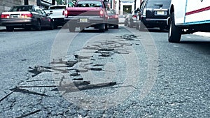 Ground Crack Debris Earthquake City Destruction Cars 3D Renderings Animations