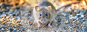 A ground-dwelling Rat with whiskers and white feet.