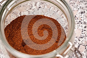 Ground filtre coffee in the jar
