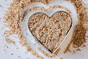 Ground Flaxseed in a Heart Shape