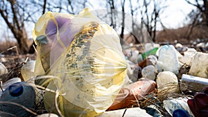 Ground littered with plastic