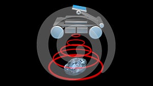 Ground penetrating radar GPR. GPR emits scan signals to detect object below earth`s surface . 3d render illustration view 1