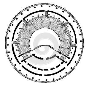 Ground Plan of the Theatre of Herodes Atticus is a stone theatre structure located on the south slope of the Acropolis of Athens,