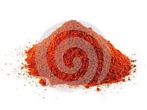 Ground red chili hot pepper. Hill of sweet paprika