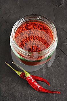 Ground red chili pepper photo
